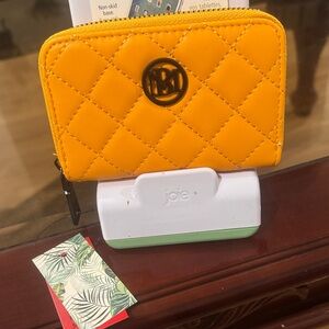 Quilted Yellow Zip-Around Wallet